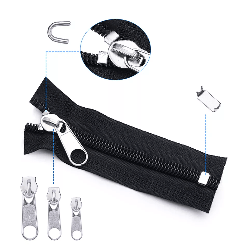AllinOne Zipper Fix Kit Complete Removable Rescue Replacement Set With Plier For Clothing Bags Tent 6