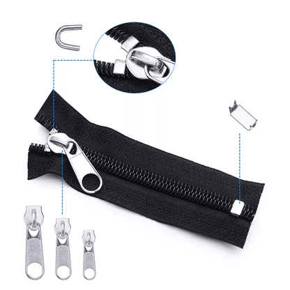 AllinOne Zipper Fix Kit Complete Removable Rescue Replacement Set With Plier For Clothing Bags Tent 6