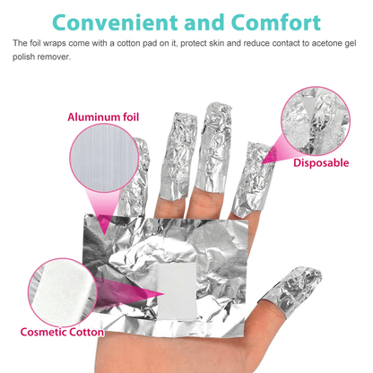 Aluminum Foil Nail Wraps For Soak Off Gel Polish Remover Manicure Cleaner Kit 3