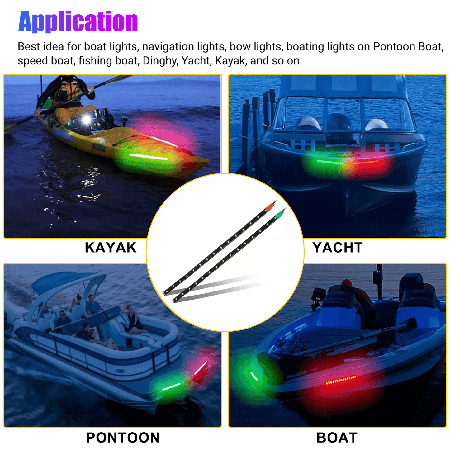 Red Green Submersible Navigation Light Waterproof Marine Boat Bow LED Strips For Pontoon Yacht Ding 3