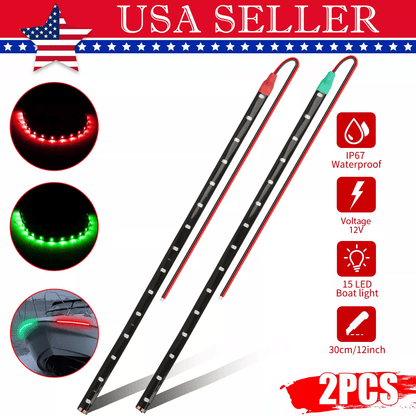 Red Green Submersible Navigation Light Waterproof Marine Boat Bow LED Strips for Pontoon, Yacht, Dinghy, Kayak, Fishing