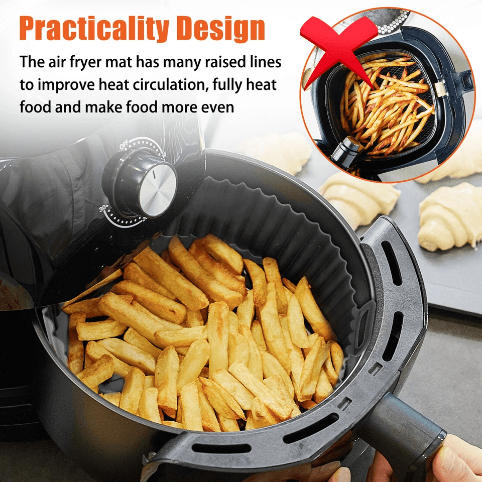 Reusable Air Fryer Silicone Pot Liners NonStick Safe Oven Baking Tray Mat Easy Clean BPAFree Heat R 2