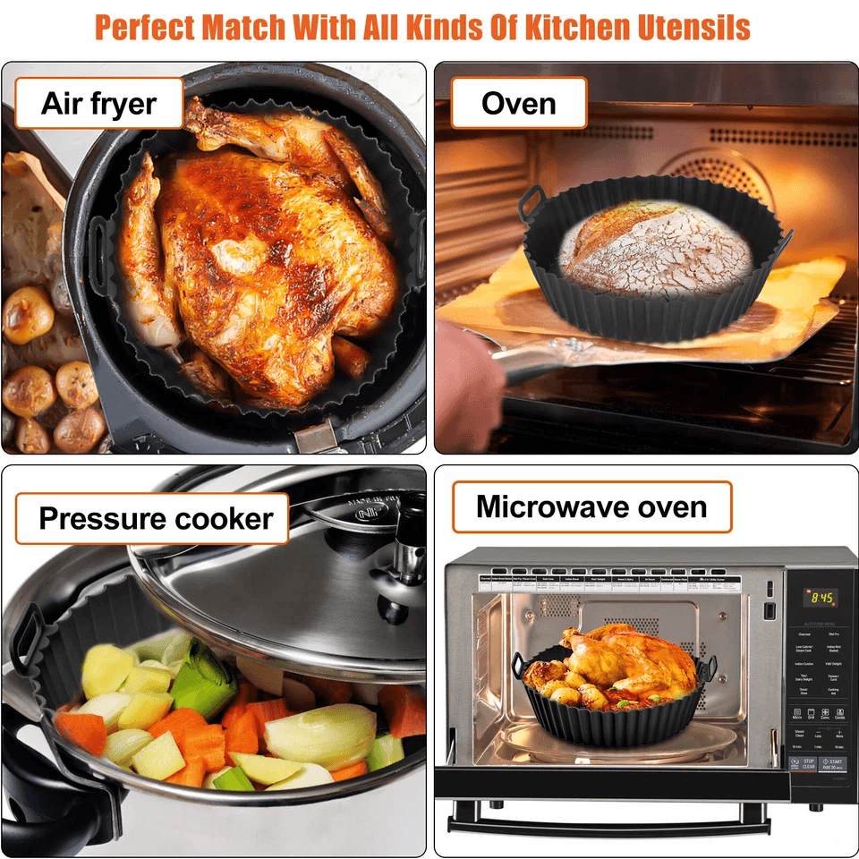 Reusable Air Fryer Silicone Pot Liners NonStick Safe Oven Baking Tray Mat Easy Clean BPAFree Heat R 6