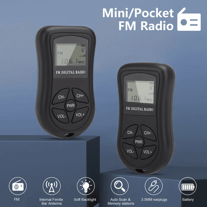 Portable Pocket Mini Digital FM Radio LCD Display Stereo Receiver W Earphones Ideal For Travel Walk 1