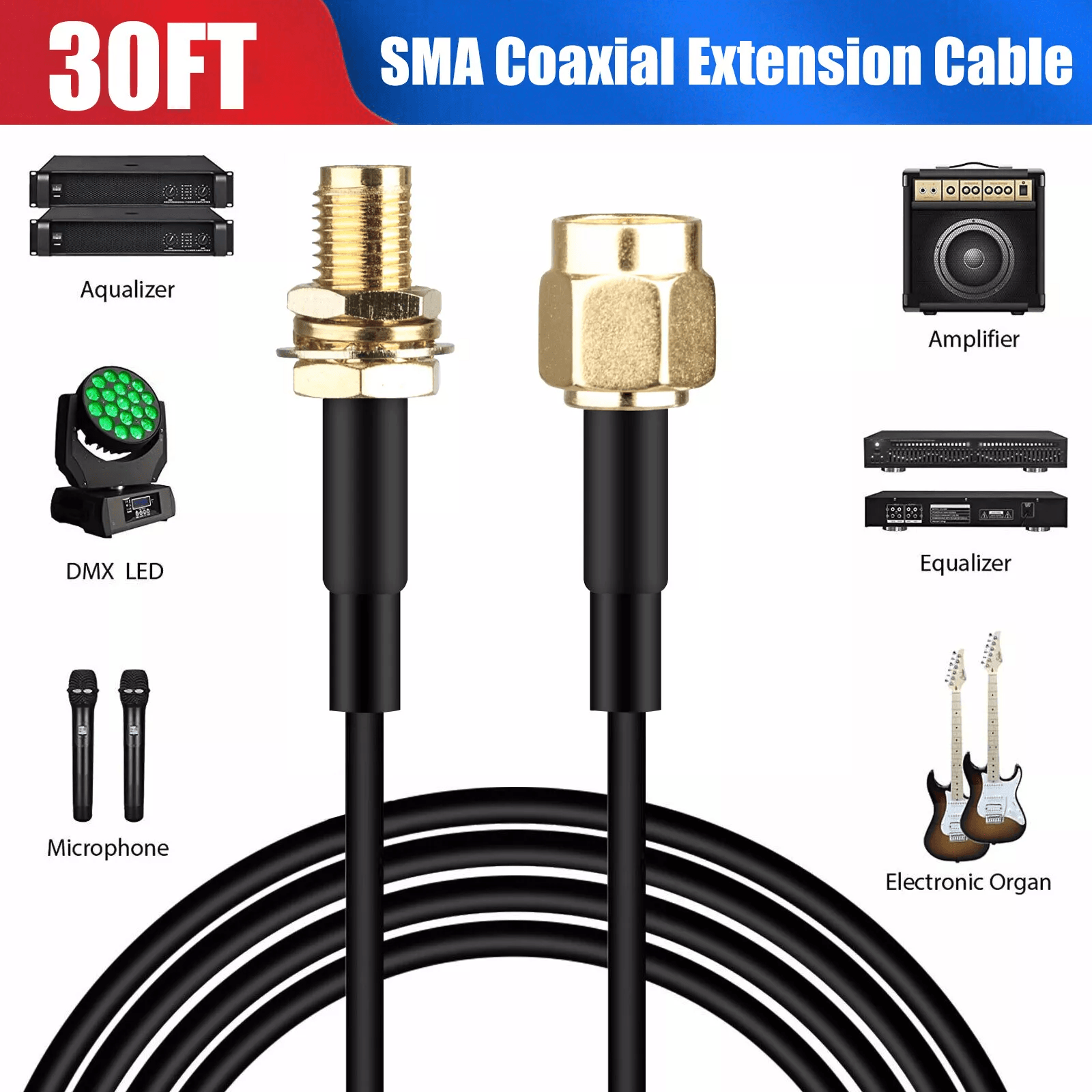 WiFi Antenna SMA Extension Cable, Coaxial Cord for Wireless Router & Network Antennas