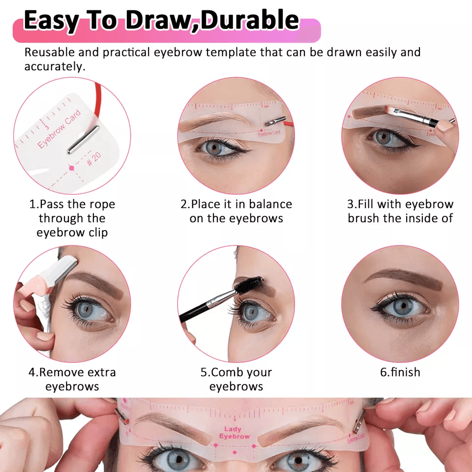 Eyebrow Shaping Stencil Kit Makeup Template Grooming Shaper Tools 3