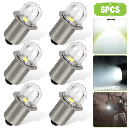 6Pcs P13.5S LED Flashlight Torch Bulbs 3V White Light | Super Bright Upgrade Replacement for Flashlight Lamp