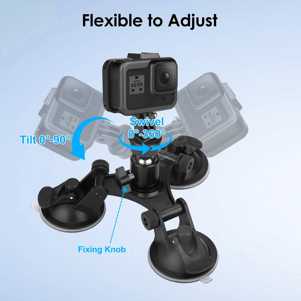 GoPro Car Mount With Triple Suction Cups For Hero Strong Windshield Camera Holder 2