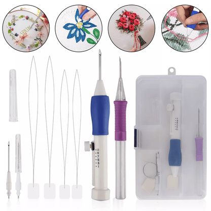 DIY Magic Embroidery Pen Set Punch Needle Kit for Stitching, Knitting, Sewing, and Craft Textile Projects