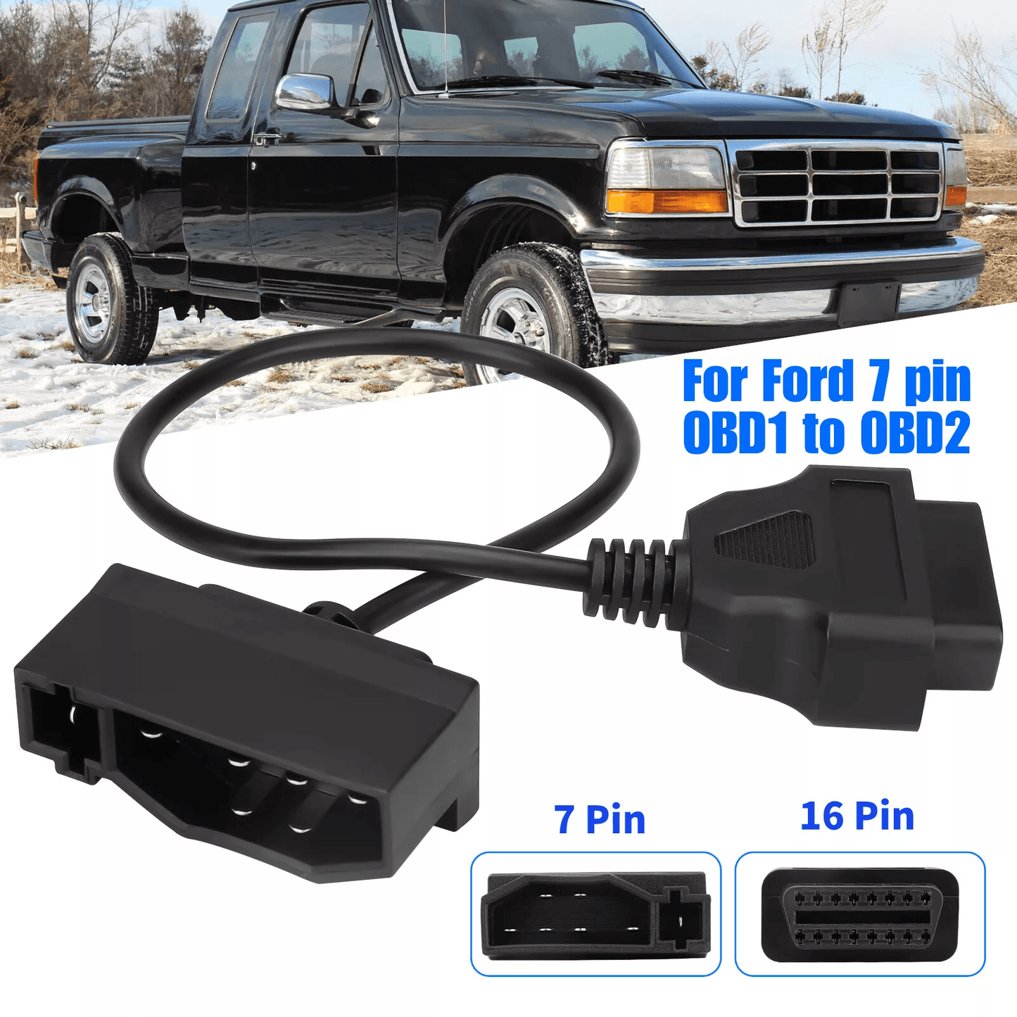 7 Pin to 16 Pin Converter Adapter Cable Code Reader Scanner for Ford