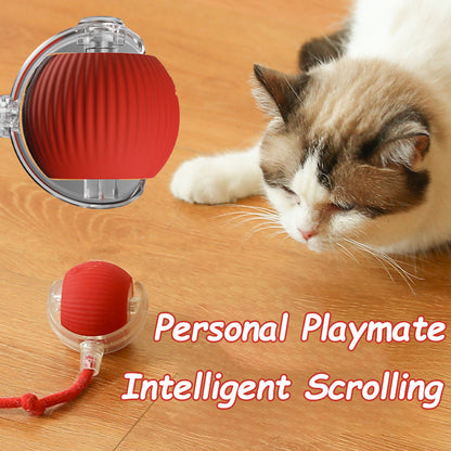 Automatic Rolling Ball Cat Toy Smart Pet Interactive Ball with Faux Tail Rechargeable Electric Toy
