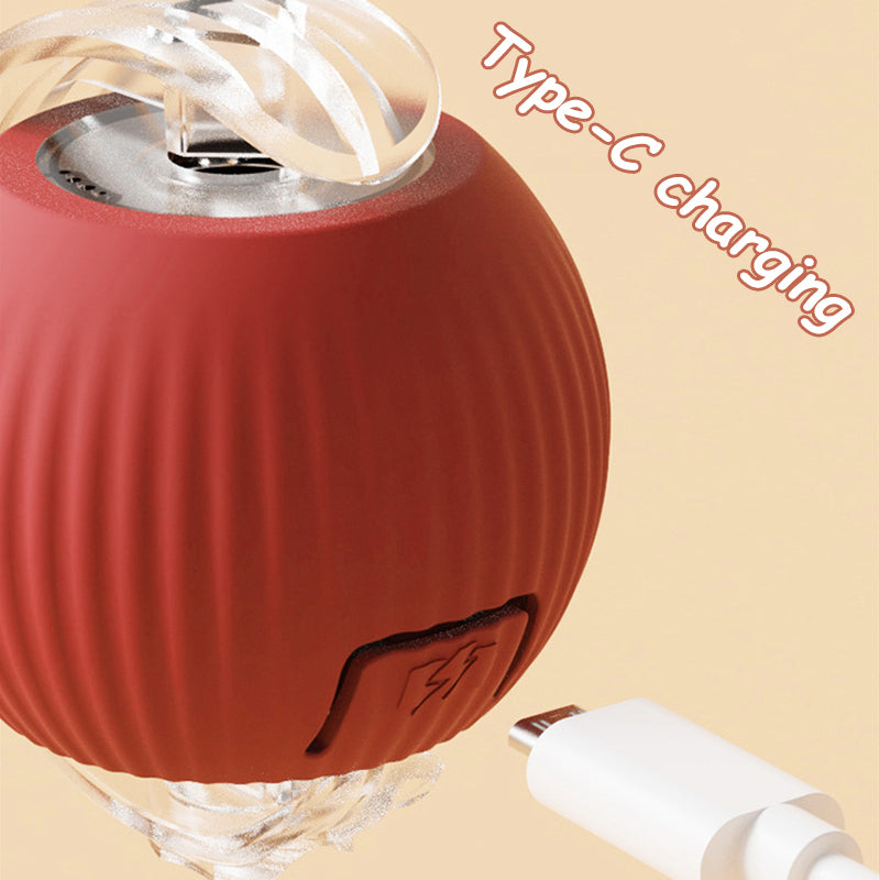 Automatic Rolling Ball Cat Toy Smart Pet Interactive Ball with Faux Tail Rechargeable Electric Toy