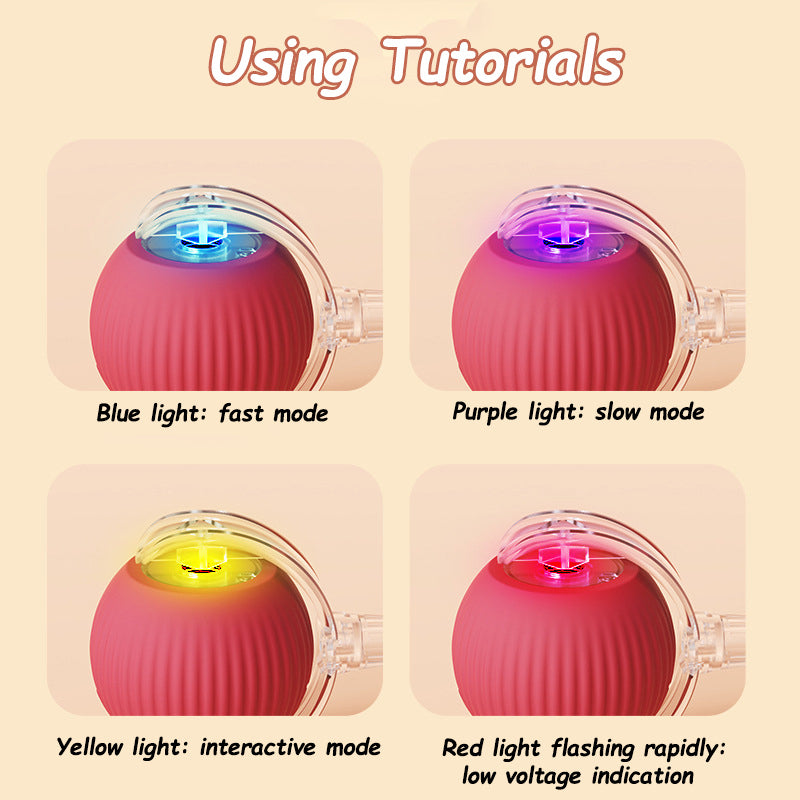 Automatic Rolling Ball Cat Toy Smart Pet Interactive Ball with Faux Tail Rechargeable Electric Toy