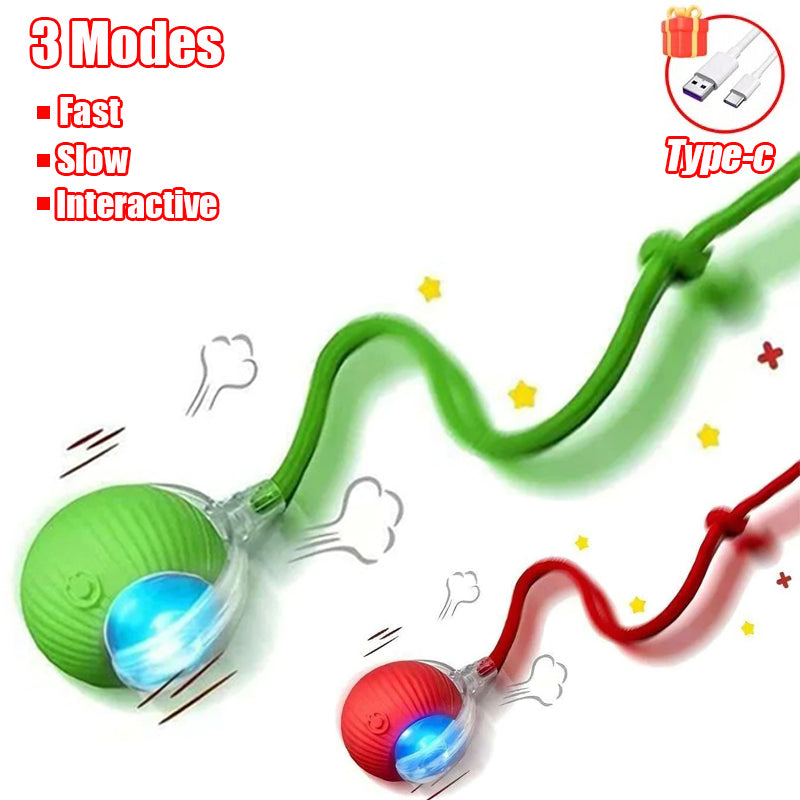 Automatic Rolling Ball Cat Toy, Smart Pet Interactive Ball with Faux Tail, Rechargeable Electric Toy for Cats & Dogs