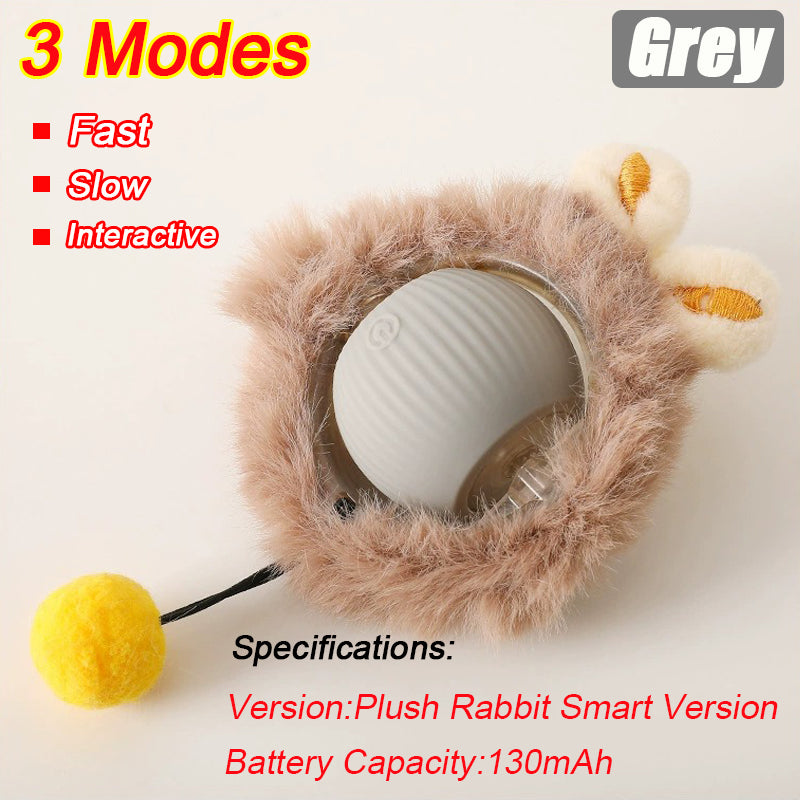 Automatic Rolling Ball Cat Toy, Smart Pet Interactive Ball with Faux Tail, Rechargeable Electric Toy for Cats & Dogs