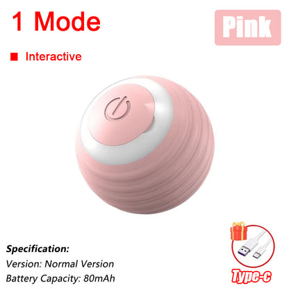 Automatic Rolling Ball Cat Toy, Smart Pet Interactive Ball with Faux Tail, Rechargeable Electric Toy for Cats & Dogs