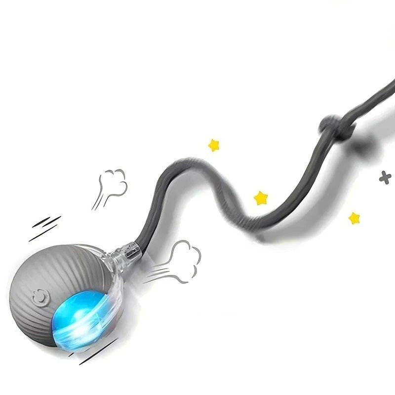 Automatic Rolling Ball Cat Toy Smart Pet Interactive Ball with Faux Tail Rechargeable Electric Toy