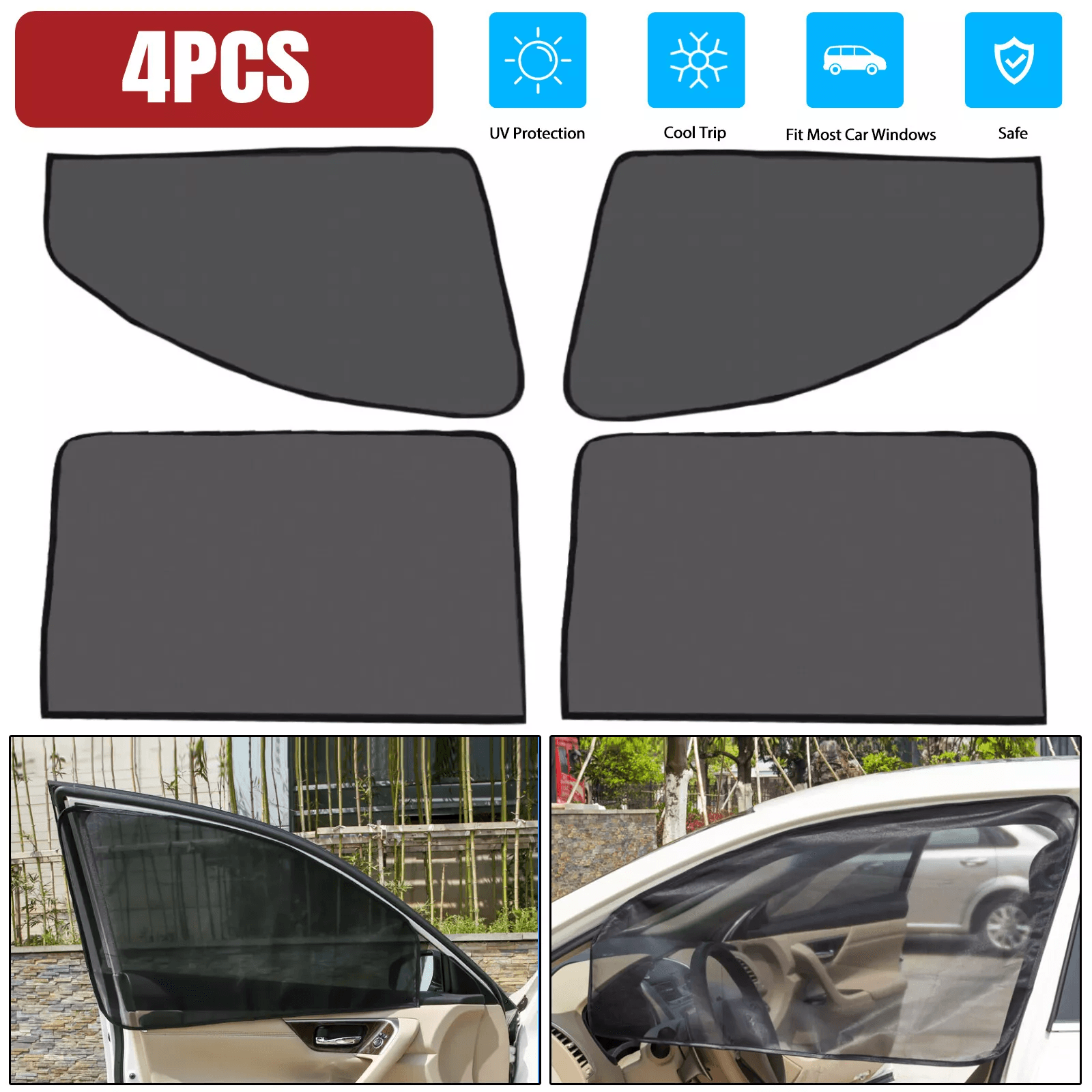 Car Side Window Sun Shade Visor Mesh Cover, UV Block Shield Screen for Baby Pet Travel