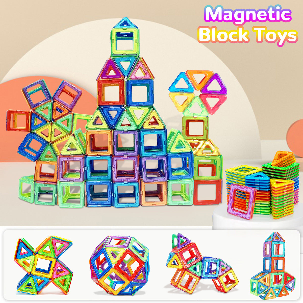 Magnetic Building Blocks, Medium Size STEM Toys for Kids, Educational Magnet Construction Set for Creative Learning