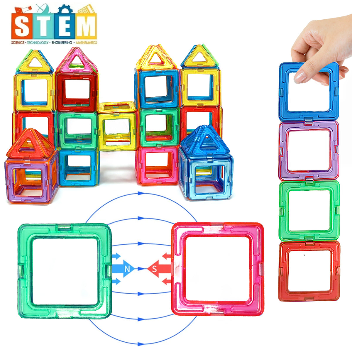 Magnetic Building Blocks Medium Size STEM Toys for Kids Educational Magnet Construction Set for Cr