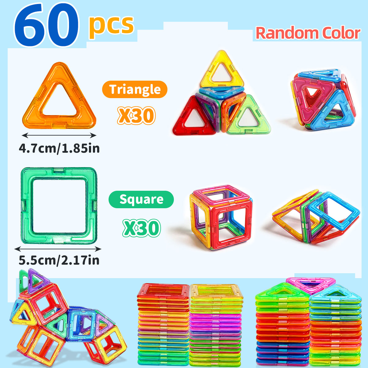 Magnetic Building Blocks Medium Size STEM Toys for Kids Educational Magnet Construction Set for Cr