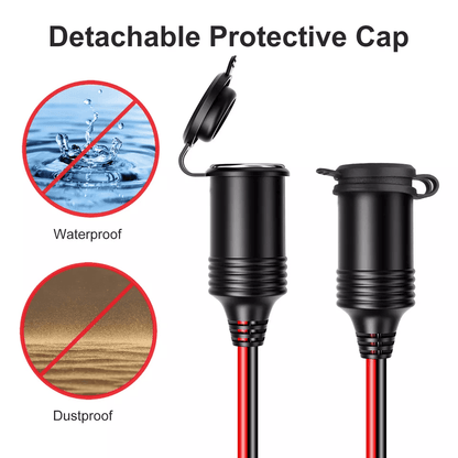 Car Cigarette Lighter Socket Extension Cord Cable Heavy Duty Adapter For Auto Electronics Dash Cams 3