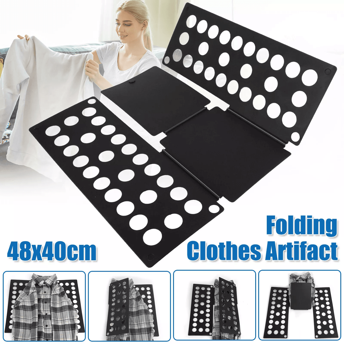 Clothes Fast Folder Folding Board for Laundry, Adjustable T-Shirt Flip Organizer Tool