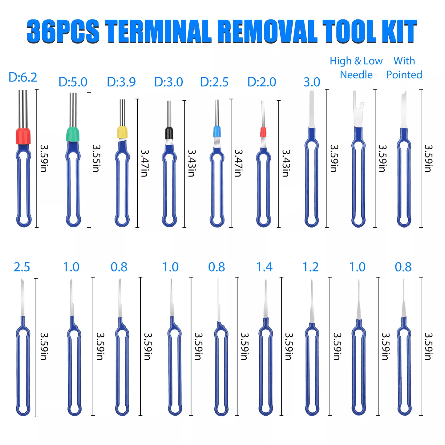 36PCS Pin Extractor Electrical Wire Connector Terminal Removal Ejector Tool Kit Automotive  Electro 3