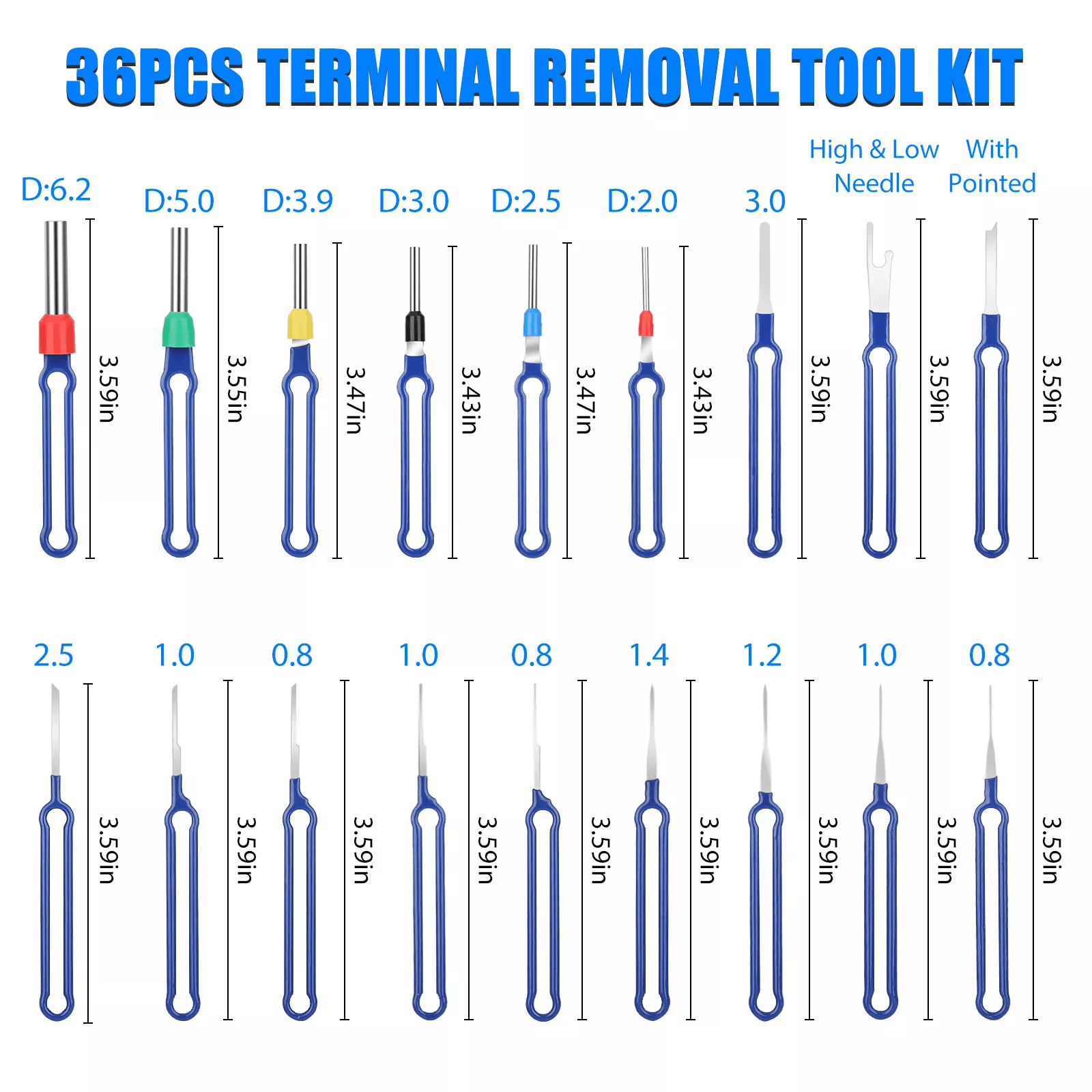 36PCS Pin Extractor Electrical Wire Connector Terminal Removal Ejector Tool Kit Automotive  Electro 3