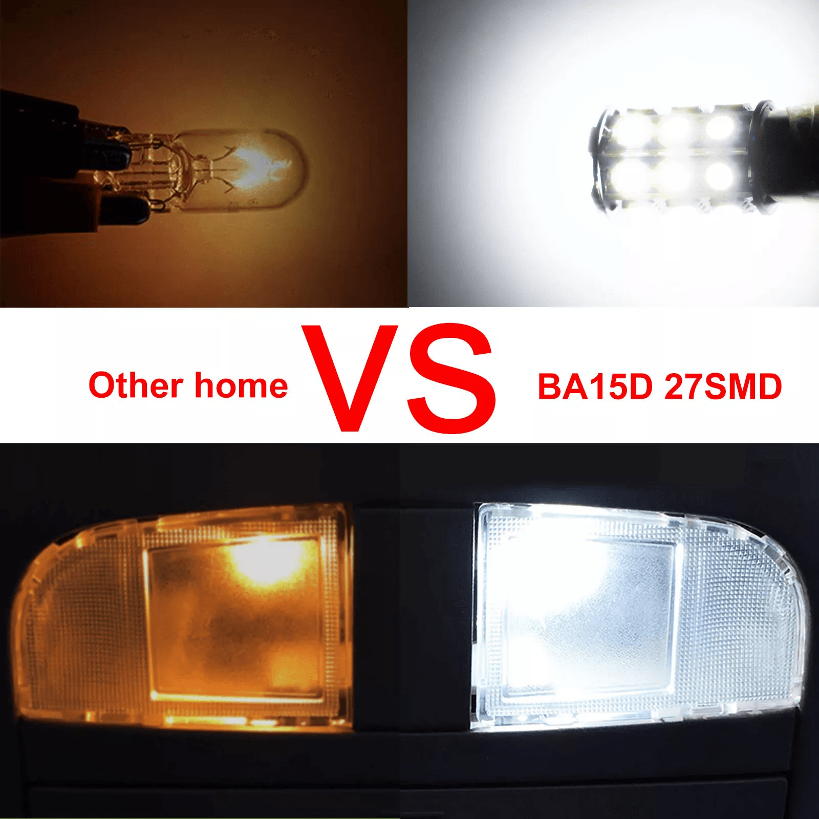 Super Bright BA15D 27SMD LED Interior RV Camper Trailer Light Bulbs White 6000K For Brake Reverse B 2