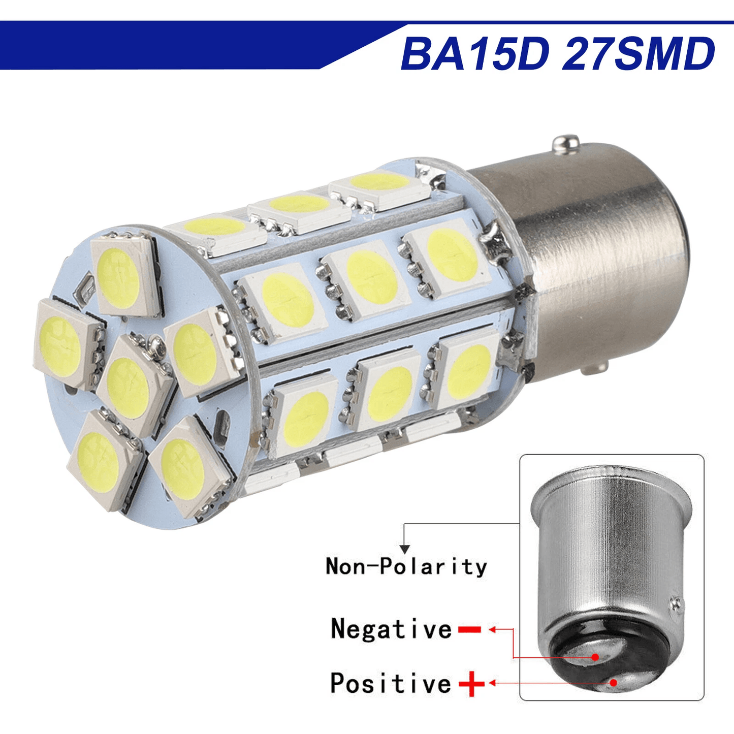 Super Bright BA15D 27SMD LED Interior RV Camper Trailer Light Bulbs White 6000K For Brake Reverse B 3