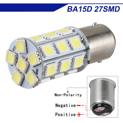 Super Bright BA15D 27SMD LED Interior RV Camper Trailer Light Bulbs White 6000K For Brake Reverse B 3