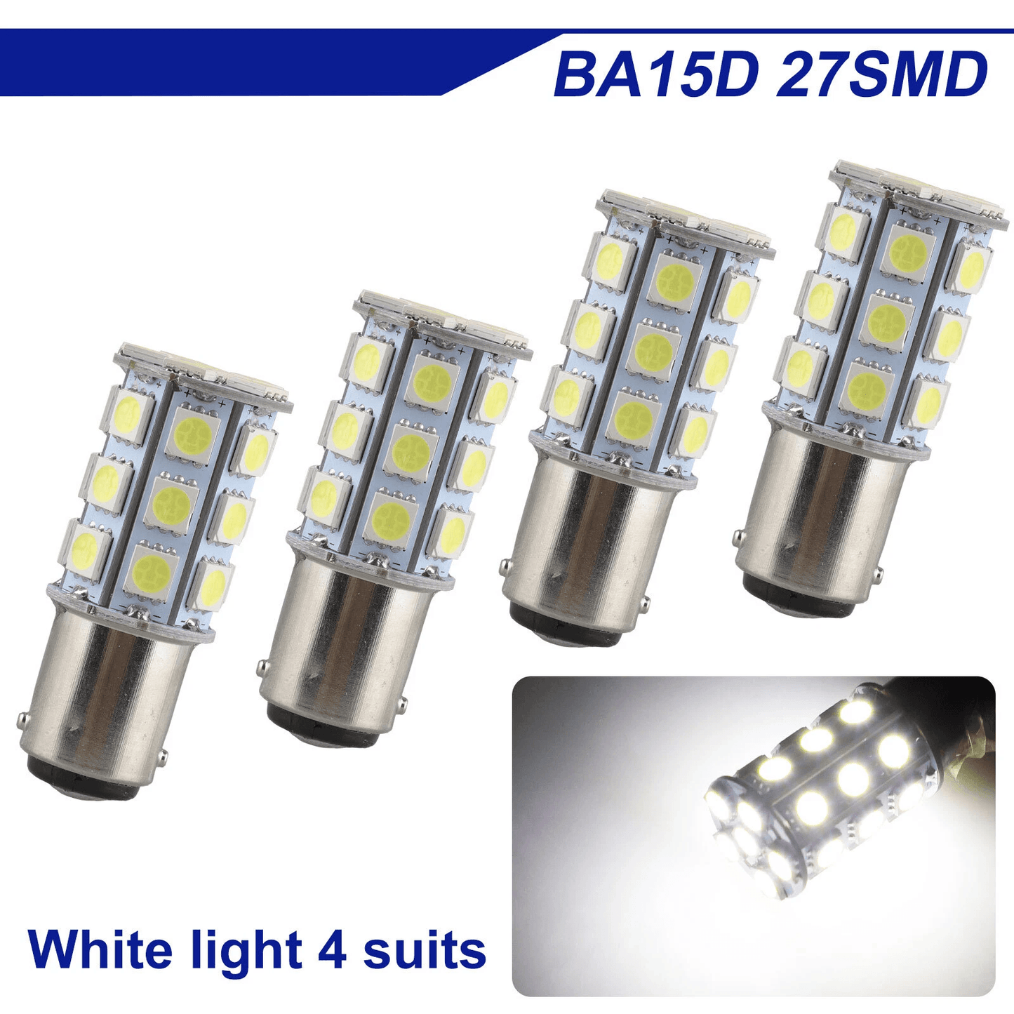 Super Bright BA15D 27SMD LED Interior RV Camper Trailer Light Bulbs White 6000K For Brake Reverse B 4