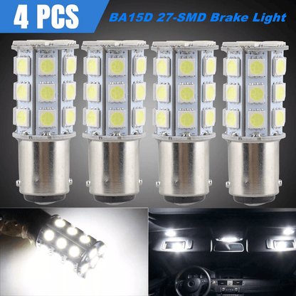 Super Bright BA15D 27-SMD LED Interior RV Camper Trailer Light Bulbs White 6000K for Brake Reverse Boat