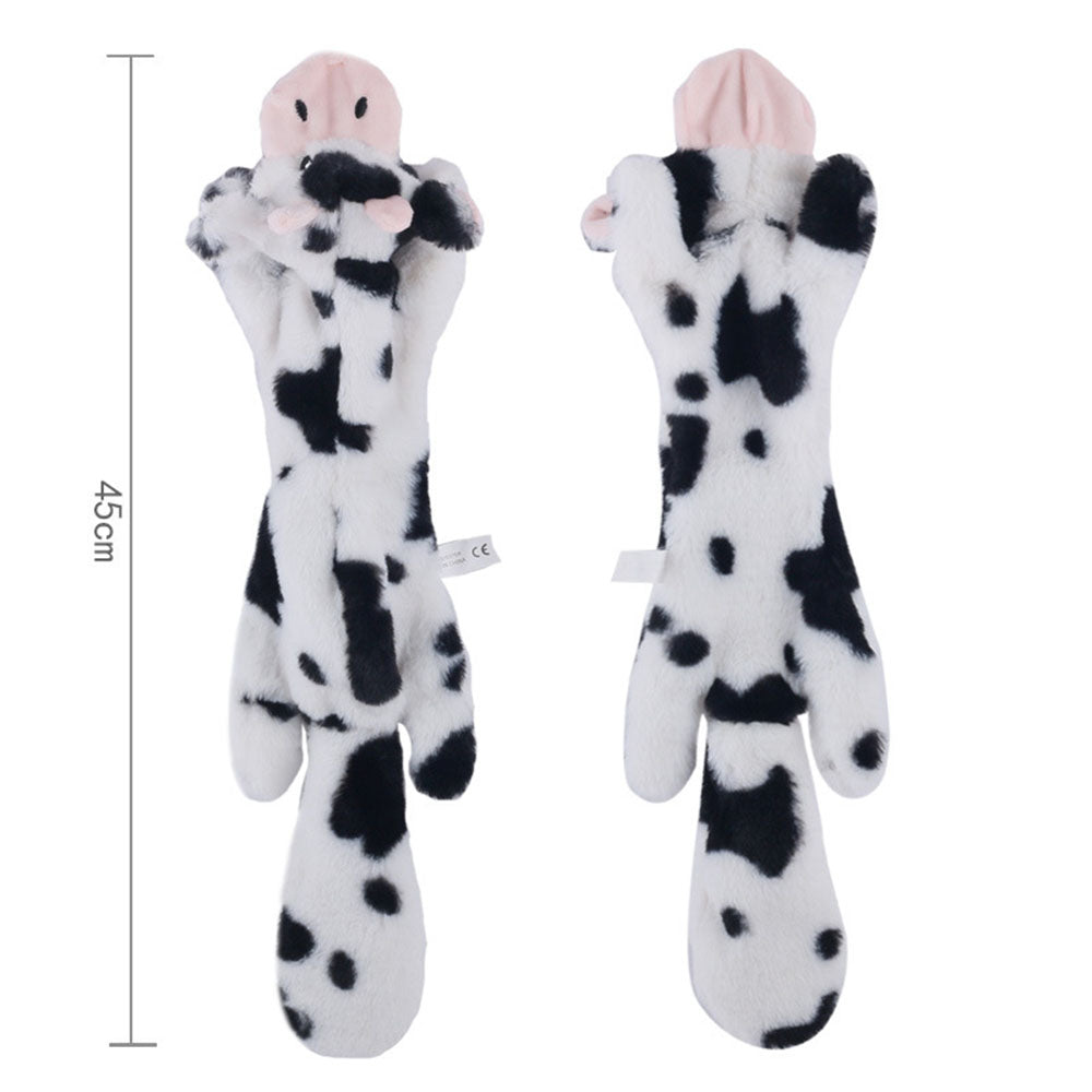 Stuffingless Plush Dog Toy Squeaky Crinkle Enhanced Chew Toy for Large Breeds Simulated Animal Design