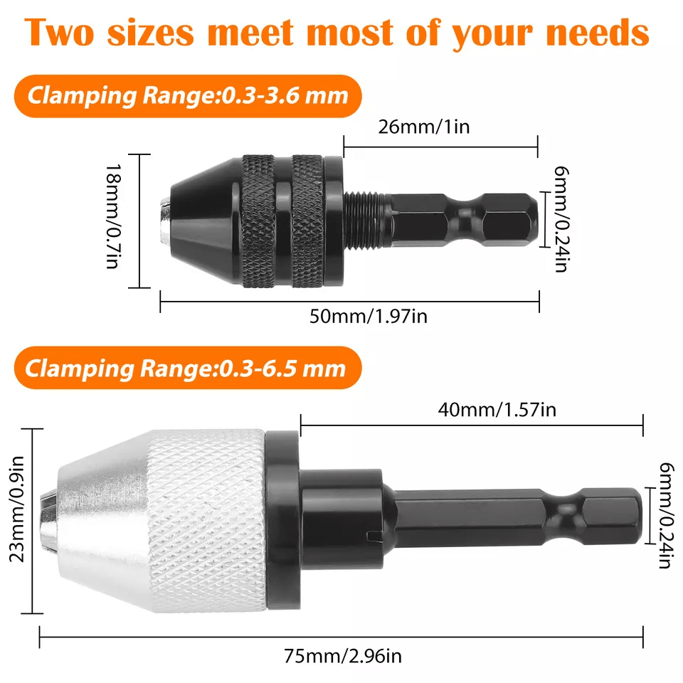 Keyless Chuck Conversion Hex Shank Adapter Drill Bit Quick Change Driver For Power Screwdrivers And 8