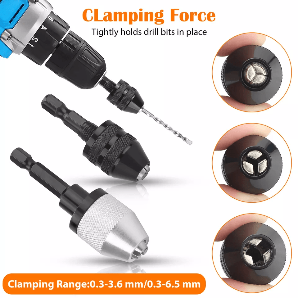 Keyless Chuck Conversion Hex Shank Adapter Drill Bit Quick Change Driver For Power Screwdrivers And 4