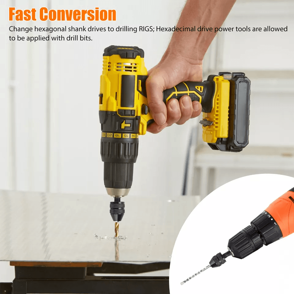 Keyless Chuck Conversion Hex Shank Adapter Drill Bit Quick Change Driver For Power Screwdrivers And 3