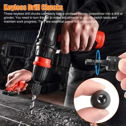 Keyless Chuck Conversion Hex Shank Adapter Drill Bit Quick Change Driver For Power Screwdrivers And 1