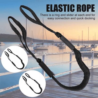 Black Marine Bungee Dock Lines Stretchable Mooring Ropes With Hooks 1