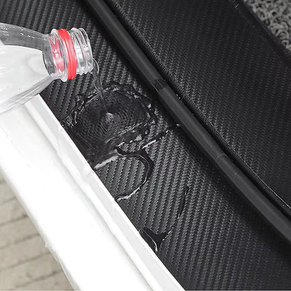Carbon Fiber Car Door Sill Guard, Universal Anti-Scratch Protection Strip, Decorative Leather Sticker for Auto Interior
