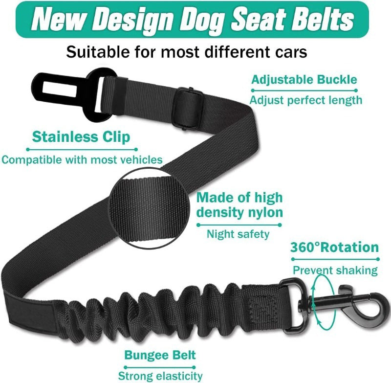 Retractable Pet Car Seat Belt Heavy Duty Safety Buckle For Dogs With Elastic Nylon Traction 2