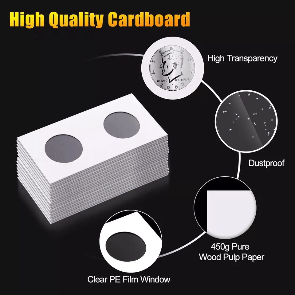 Coin Holders Mylar Paper Cardboard Flips In 4 Sizes For Coin Collection Storage Album Book 4
