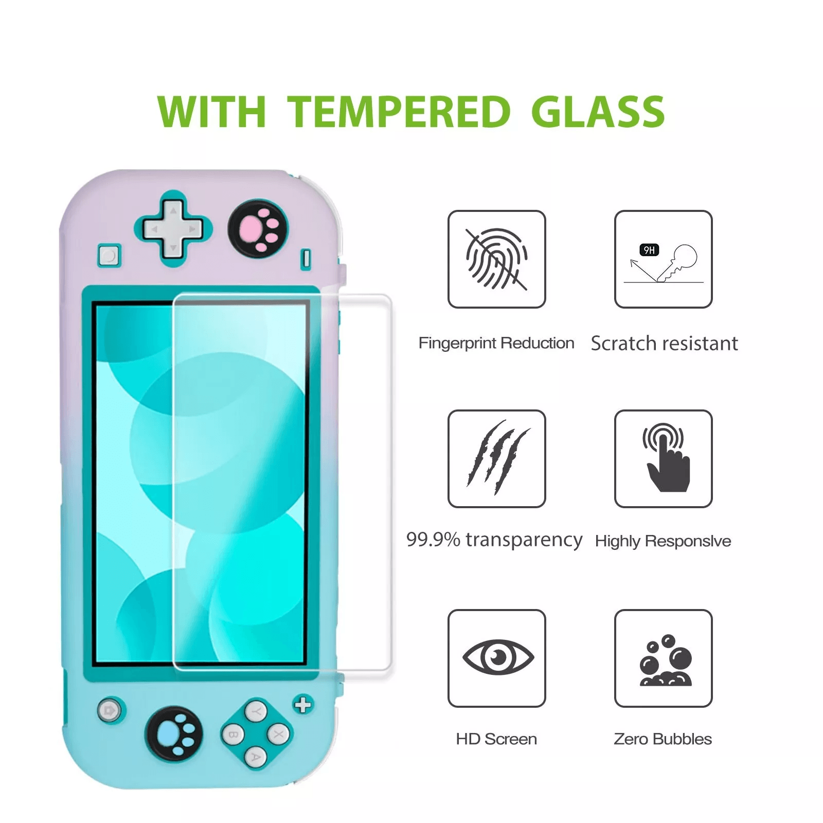 Hard Case Cover Shell With Screen Protector Thumb Grip Caps For Nintendo Switch Lite AntiScratch Si 1