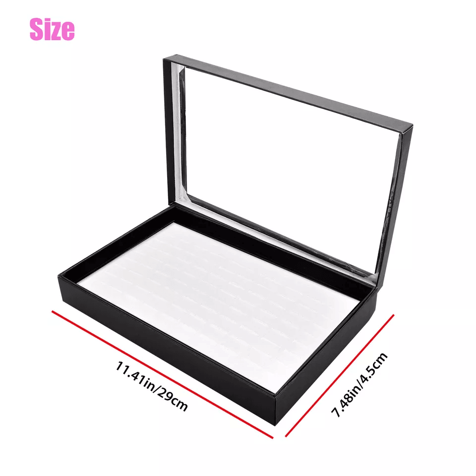 Premium Jewelry Ring Display Organizer Case Tray Faux Leather Earring Storage Box With 100 Slots Fo 7