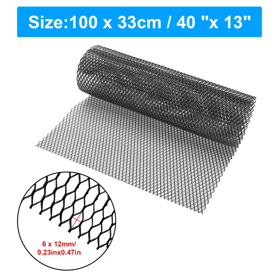 Universal Black Aluminum Car Grille Mesh Rhombic Net Sheet For Bumper  Hood Vent 5