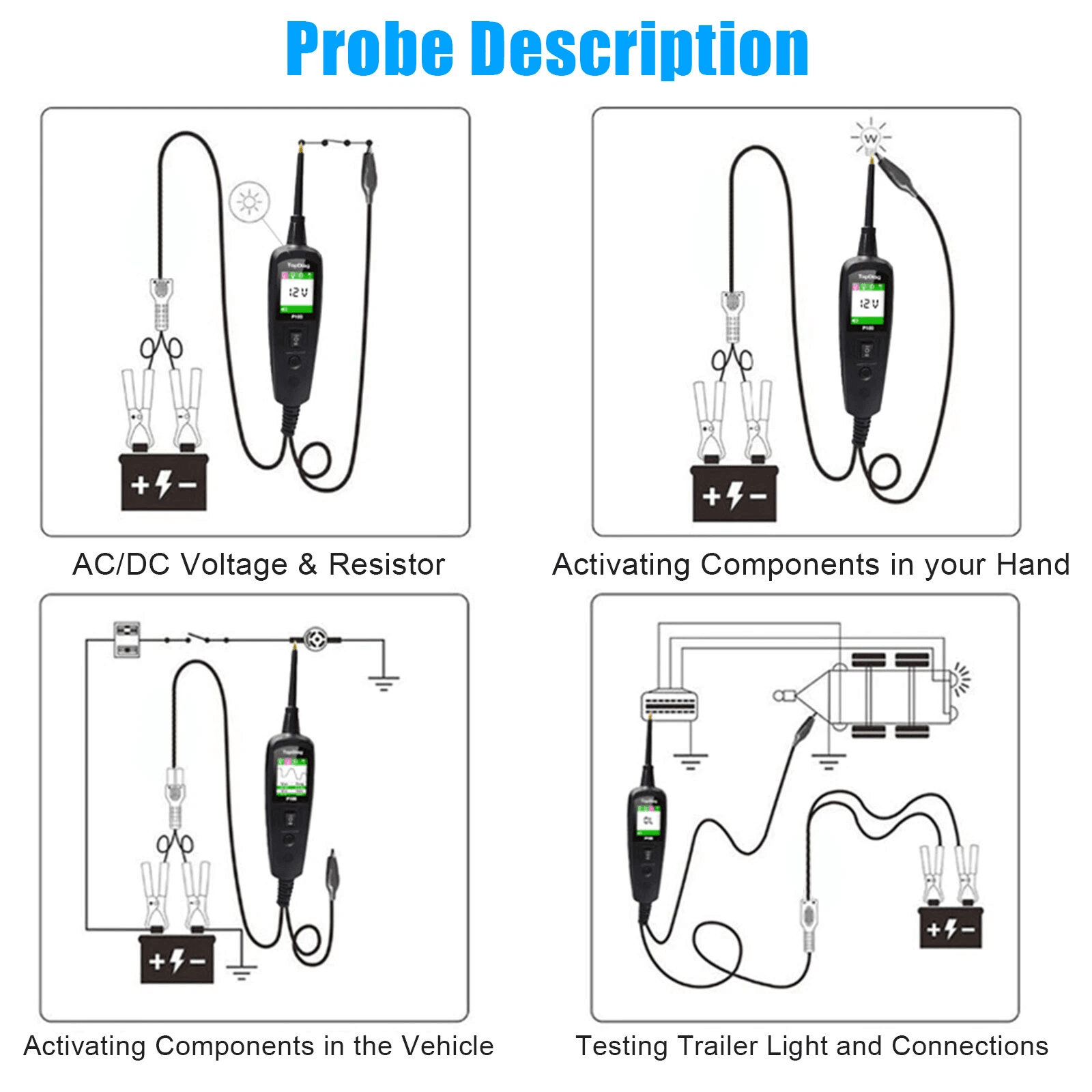 12V 24V Car Auto Electrical Power Circuit Tester Probe Kit Diagnostic Tool For Voltage Resistance S 5