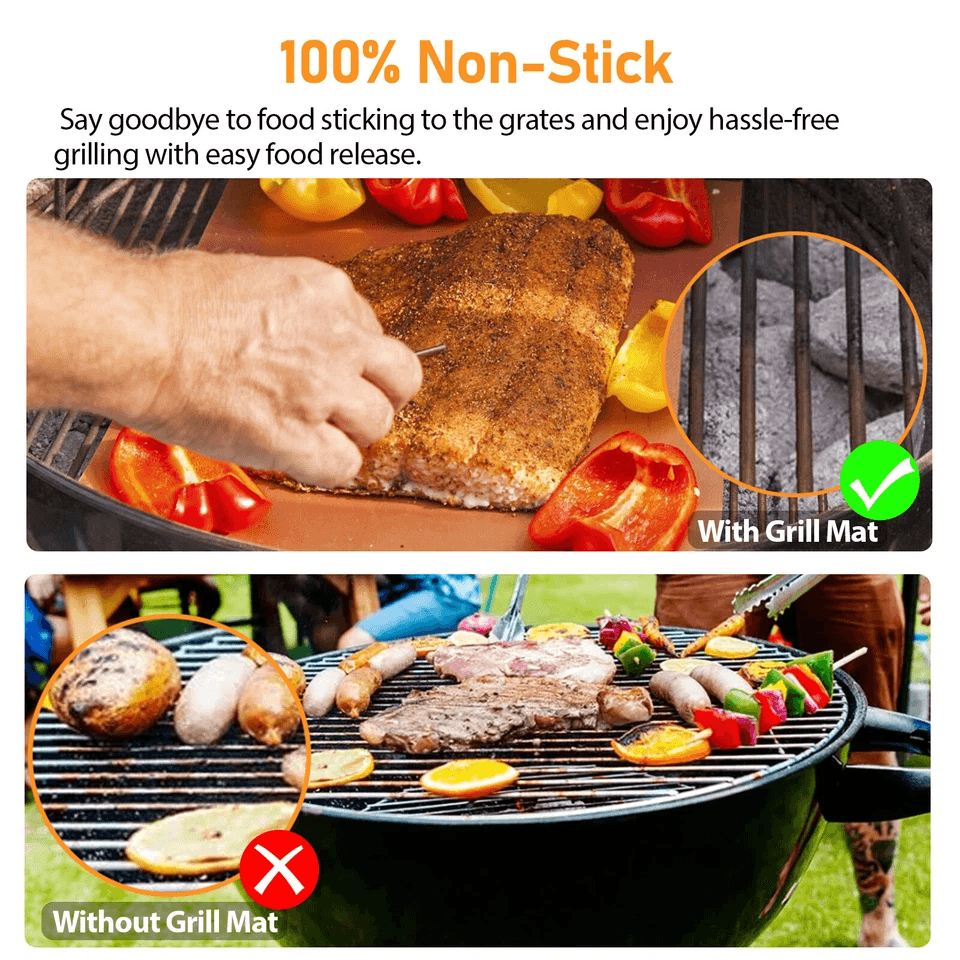 Copper Grill Mats Baking NonStick BBQ Pad Reusable Cooking Oven Sheet Liner For Grills Stoves And O 1