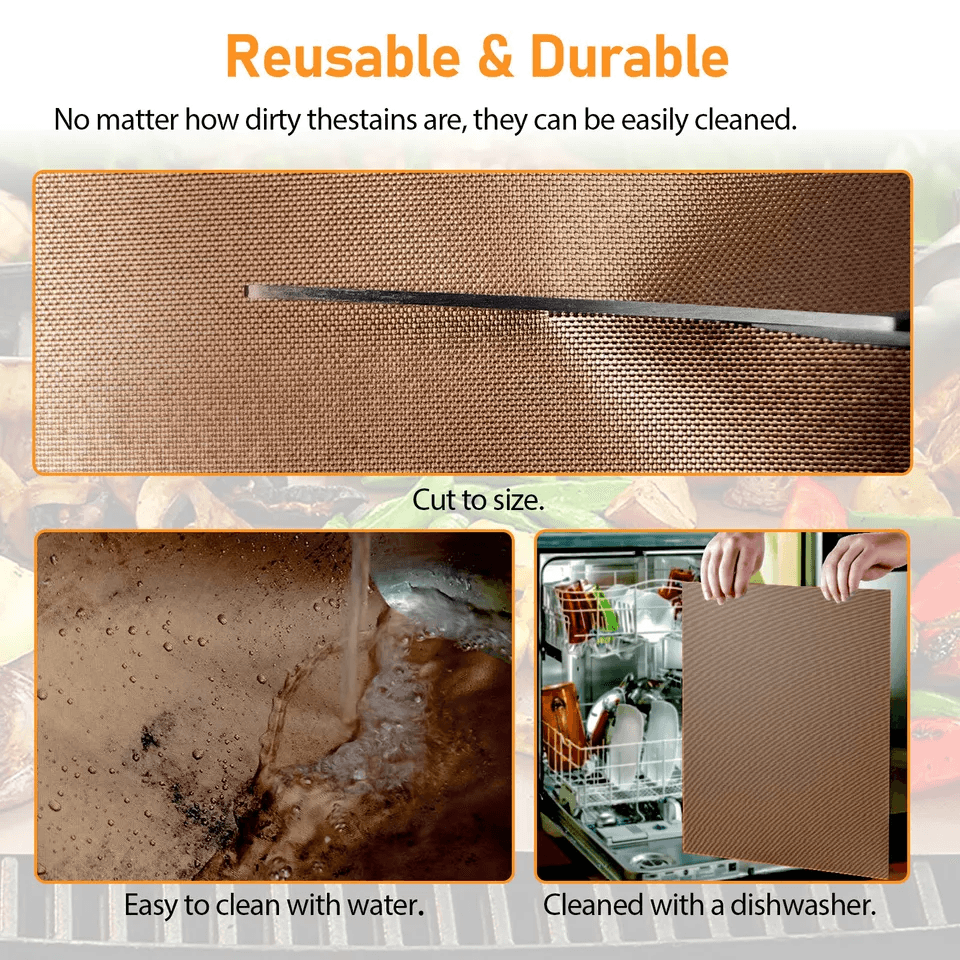 Copper Grill Mats Baking NonStick BBQ Pad Reusable Cooking Oven Sheet Liner For Grills Stoves And O 5