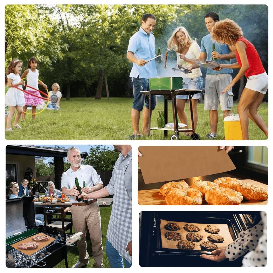 Copper Grill Mats Baking NonStick BBQ Pad Reusable Cooking Oven Sheet Liner For Grills Stoves And O 2